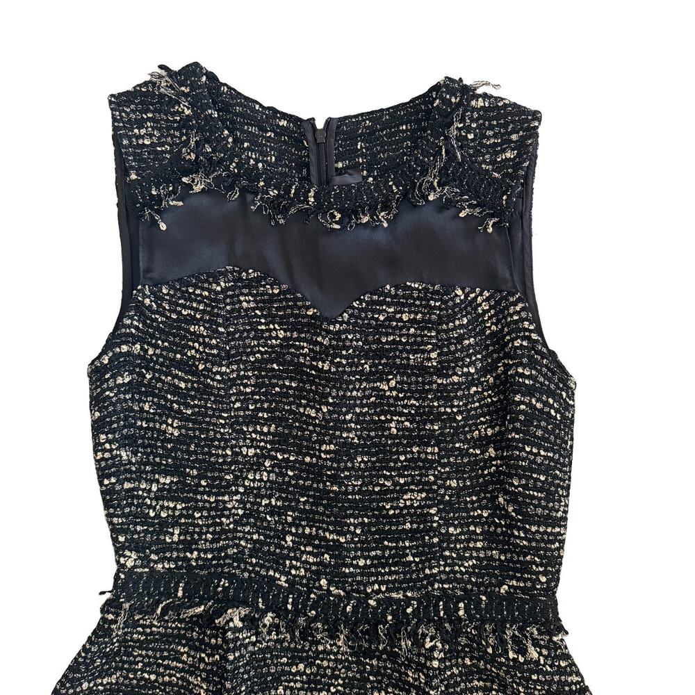 St. John Couture Black Gold Metallic Silk Wool Boucle Tweed Dress 4 Old Money - Picture 2 of 11